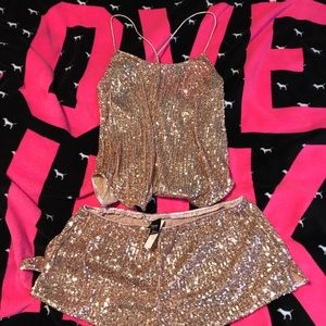 Victoria Secret Sequin Pajama set “Rose Gold” 💕